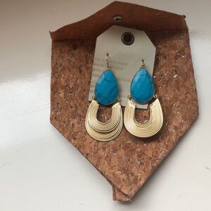 Anthropologie turquoise and gold earrings